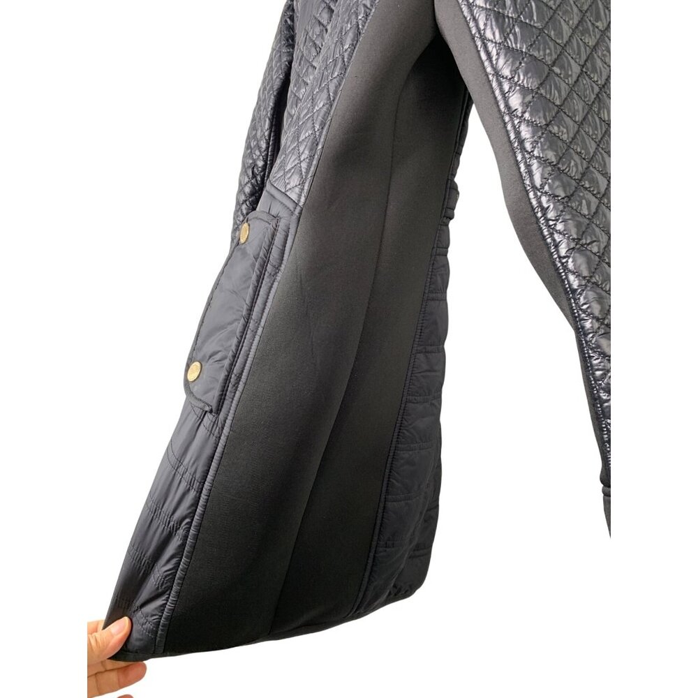 Michael Kors Quilted Knit Panel Puffer Faux Fur Hood Coat S Black RF10476 EUC - Picture 6 of 12